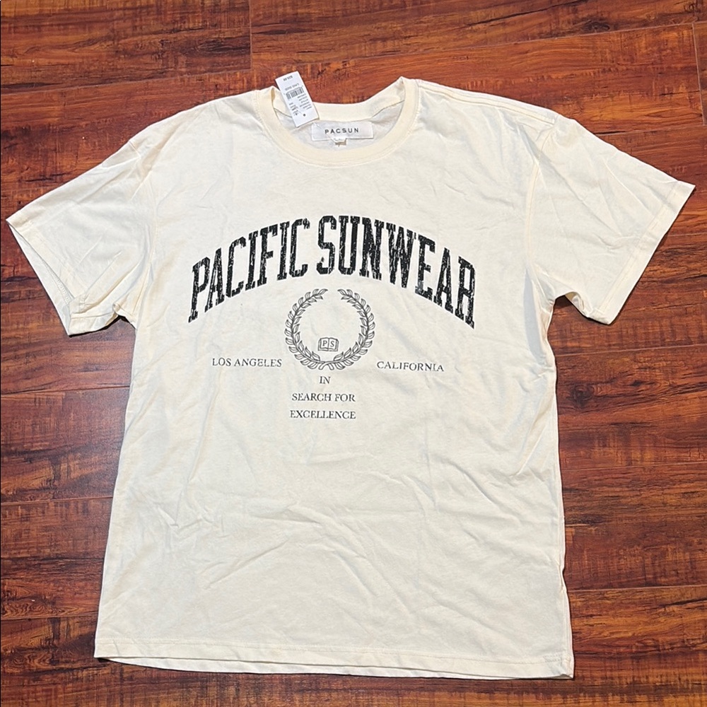 Pacific Sunwear Cream Short Sleeve Tees Casual Style